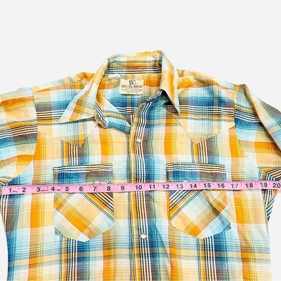 Vintage Dee Cee Brand Authentic Western Wear Orange Blue Pearl Button Down Shirt - Picture 7 of 8